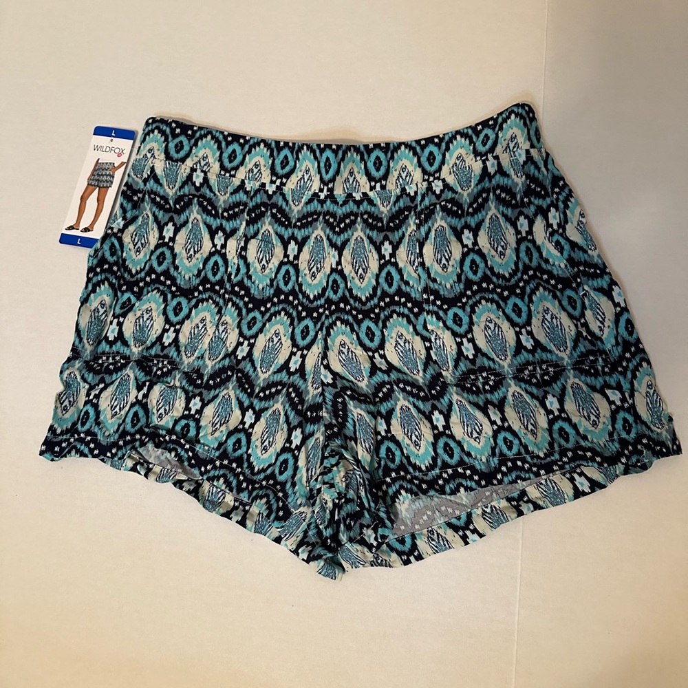 NWT Wildfox Teal and Black Patterned High Waist Shorts